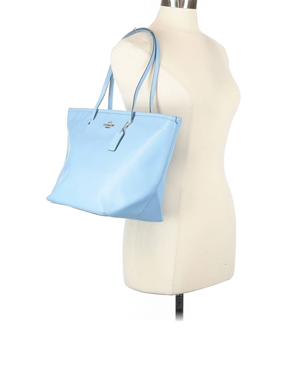 Coach Powder Blue Leather Shoulder Tote